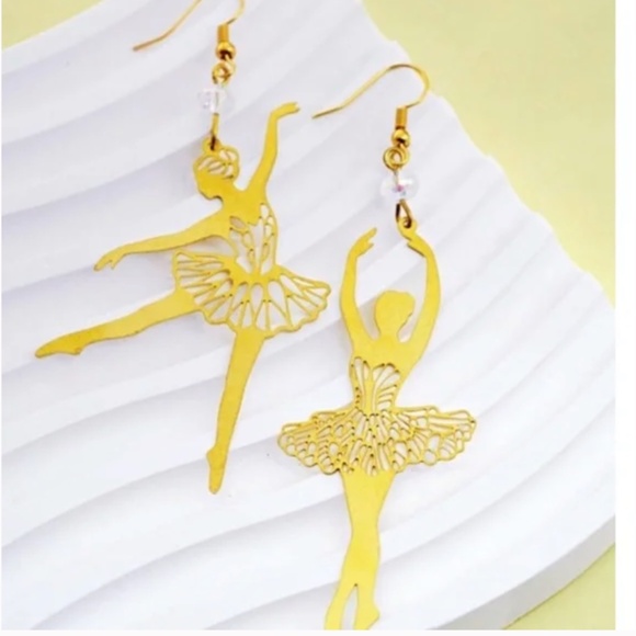 💍 FREE Ballerina Dance Dancing Ballet Drop Body Woman Girly Chic Glam Earrings - Picture 2 of 4